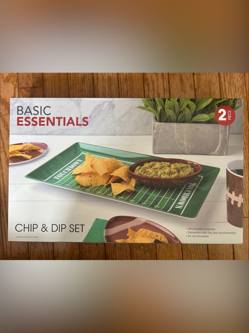 Green 'Touchdown' Chip & Dip Set